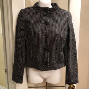 Ann Taylor Black and White Wool-Blend Blazer